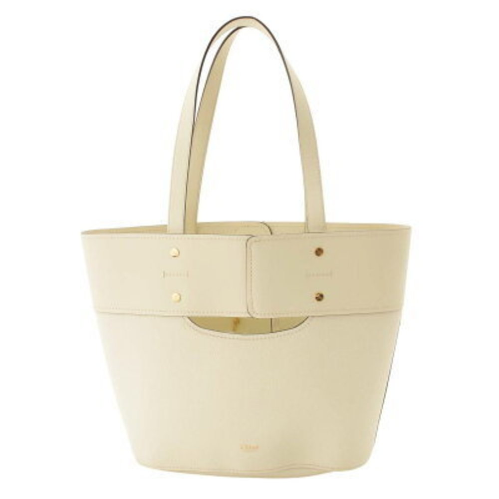 Chloe ABY Tote Bag Handbag Padlock Cream